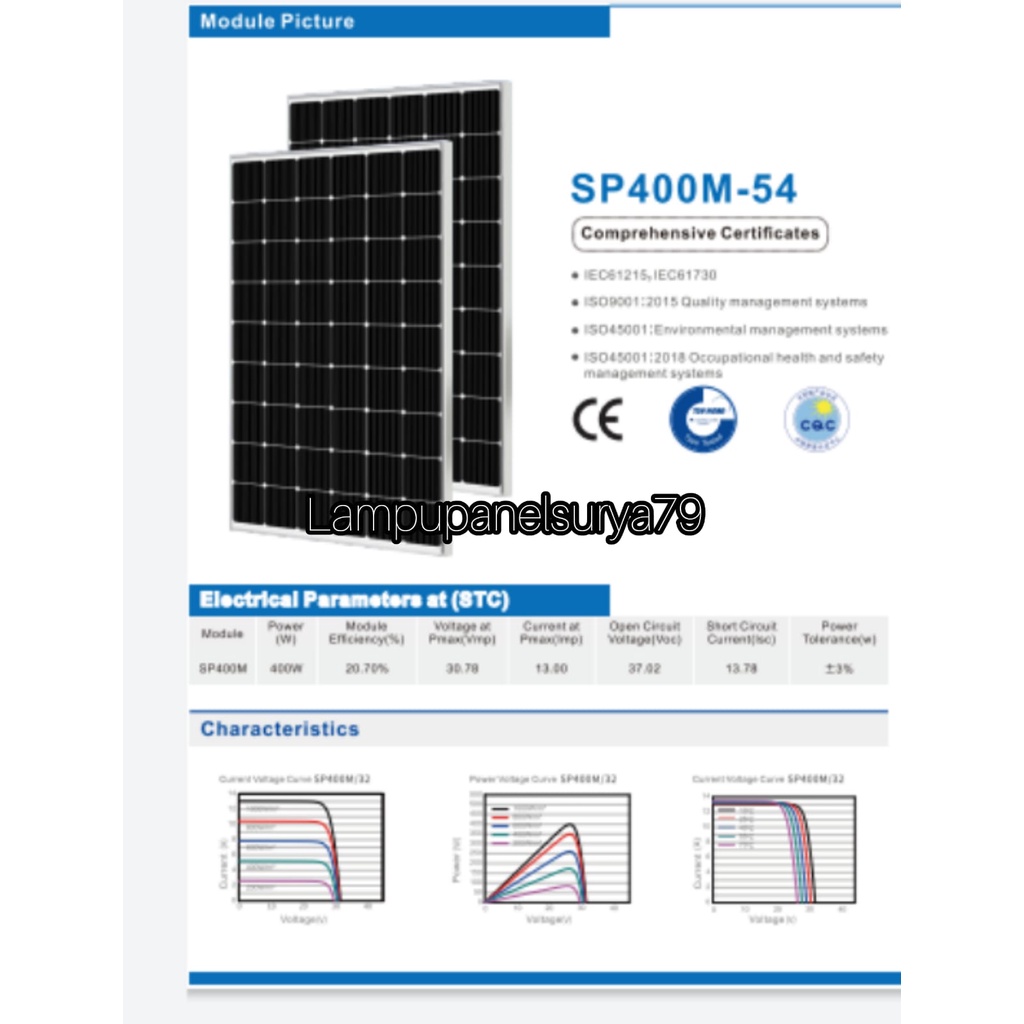 Jual Panel Surya Solar Panel Solarcell 400WP 400wp Monocrystaline ...