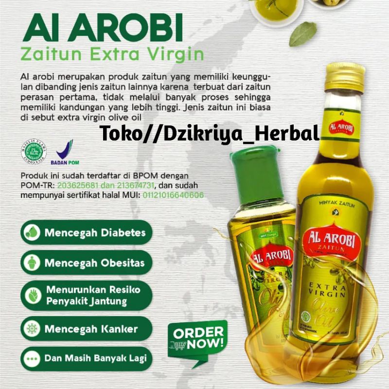 Jual MURNI 100% Minyak Zaitun AL AROBI Asli Murni Extra Virgin Untuk ...