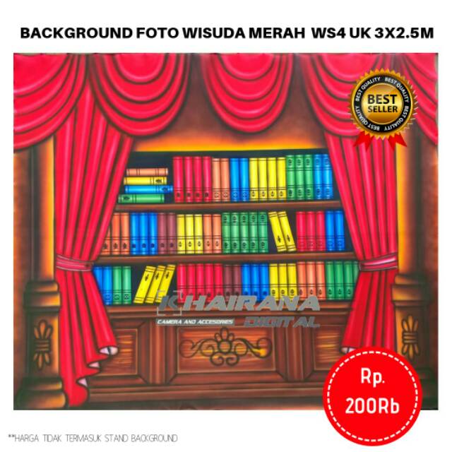 Jual Kain Background Backdrop Latar Layar Alas Studio Foto X M Wisuda Gorden Merah Rak Buku