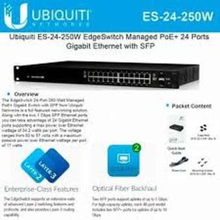Jual Ubiquity ES-24-250W EdgeMax Edge Switch 24 Port PoE 250 Watt ...