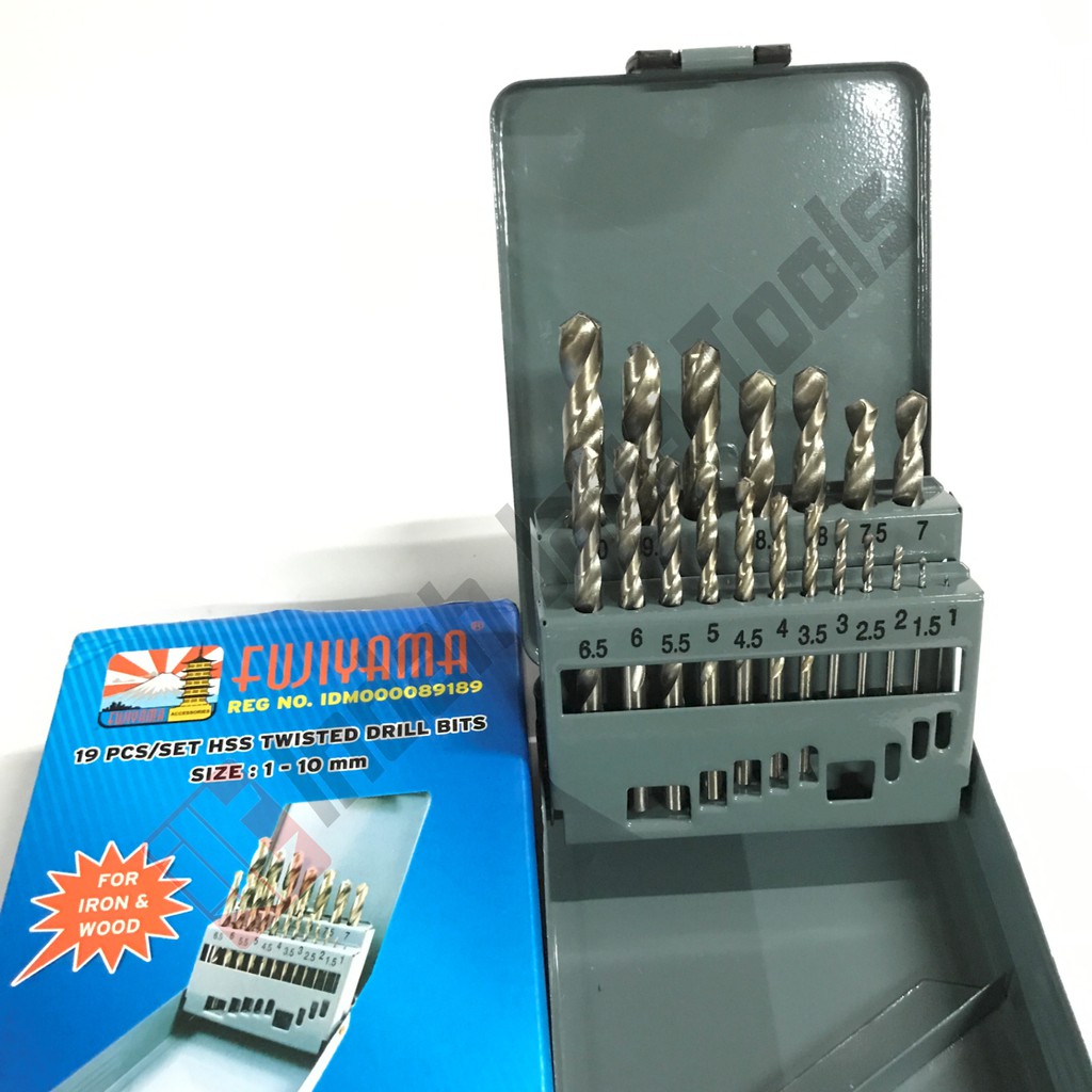 Jual FUJIYAMA Mata Bor Besi Set 19 Pcs HSS 1 - 10 Mm Drill Set | Shopee ...