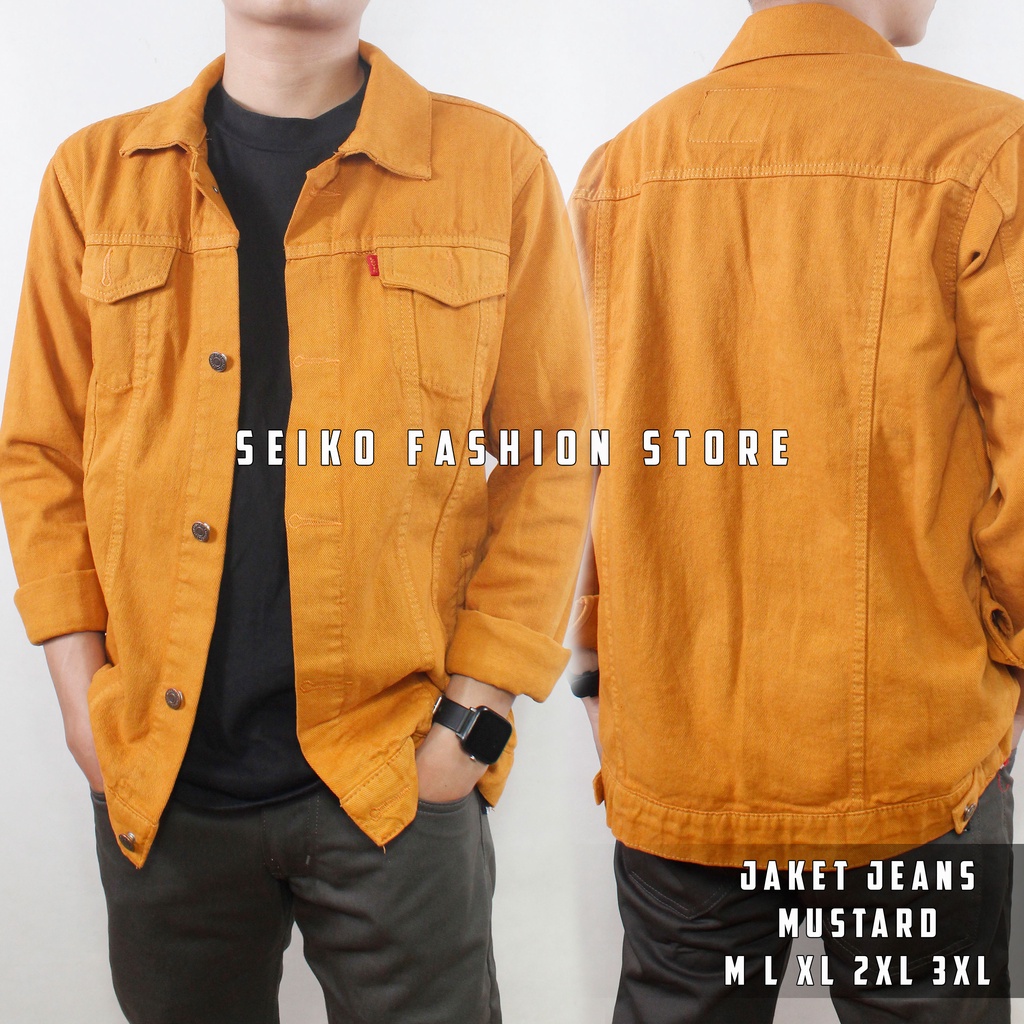 Jaket Jeans Denim Casual Pria Mustard Gold