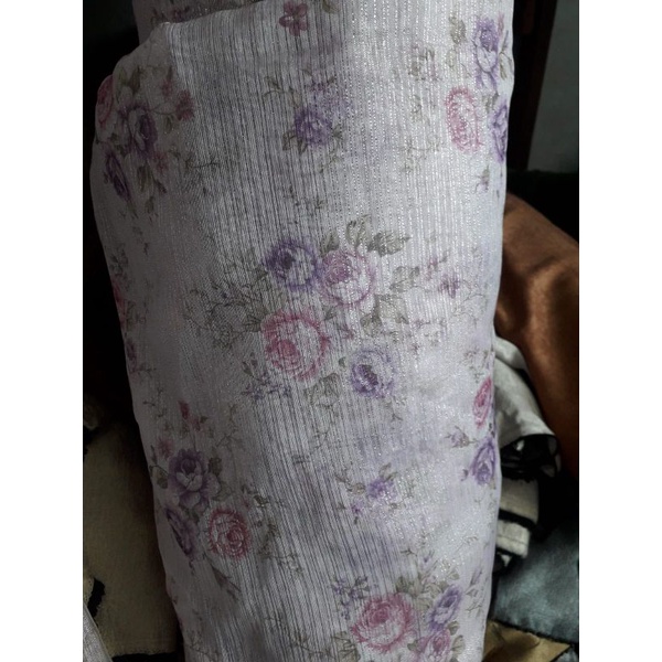 Jual Bahan vitrase gorden motip bunga kain meteran bukan gorden jadi ...