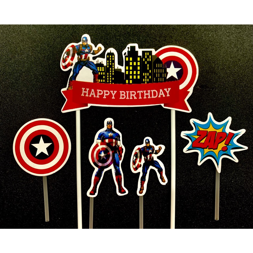 Jual Topper Kue Ulang Tahun Captai America | Shopee Indonesia
