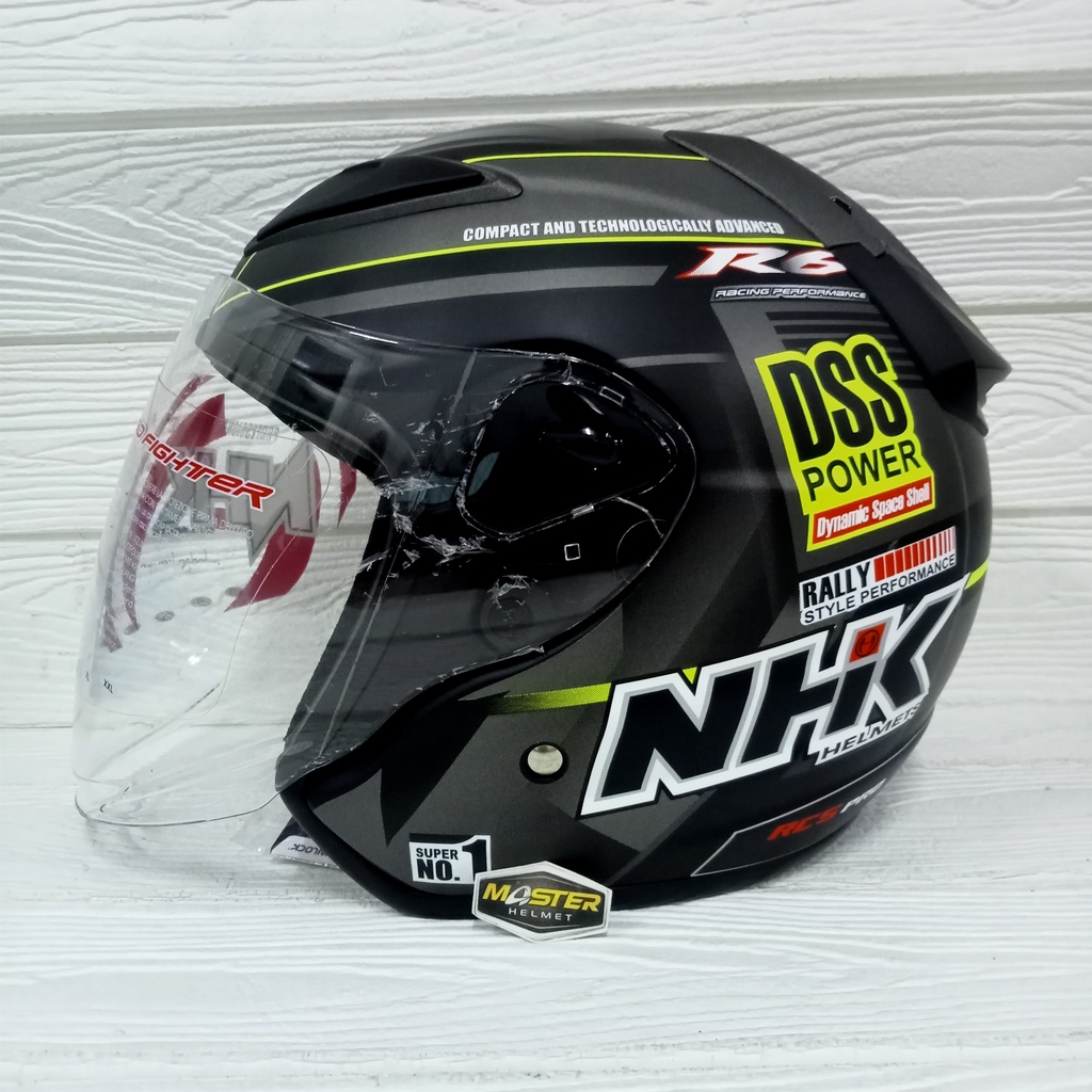 Jual NHK R6 Rally 2 Black Silver Doff - Helm Half Face | Shopee Indonesia