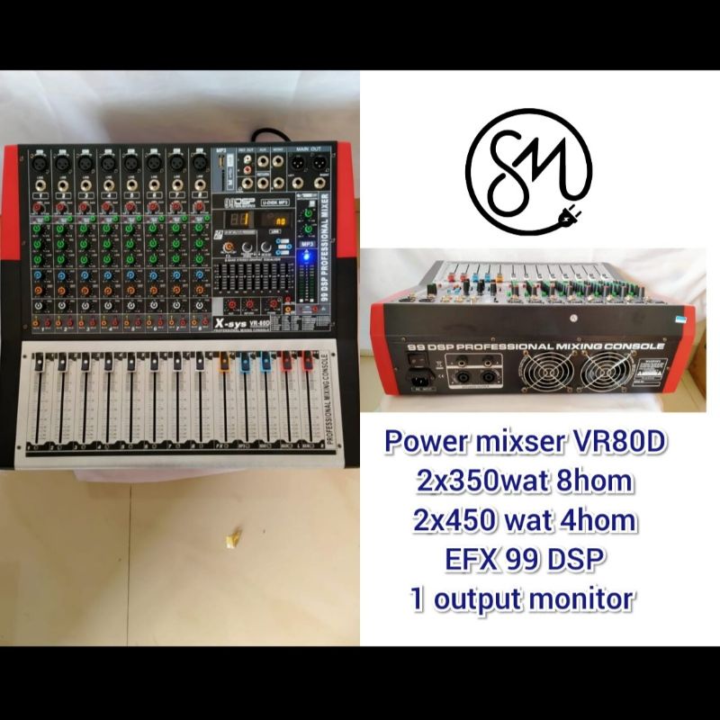 Jual Power Mixer Professional X-sys VR-80D 8 channel Mono Xsys VR80D ...