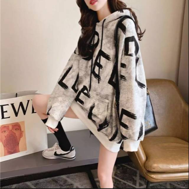 Hoodie oversize wanita online shopee