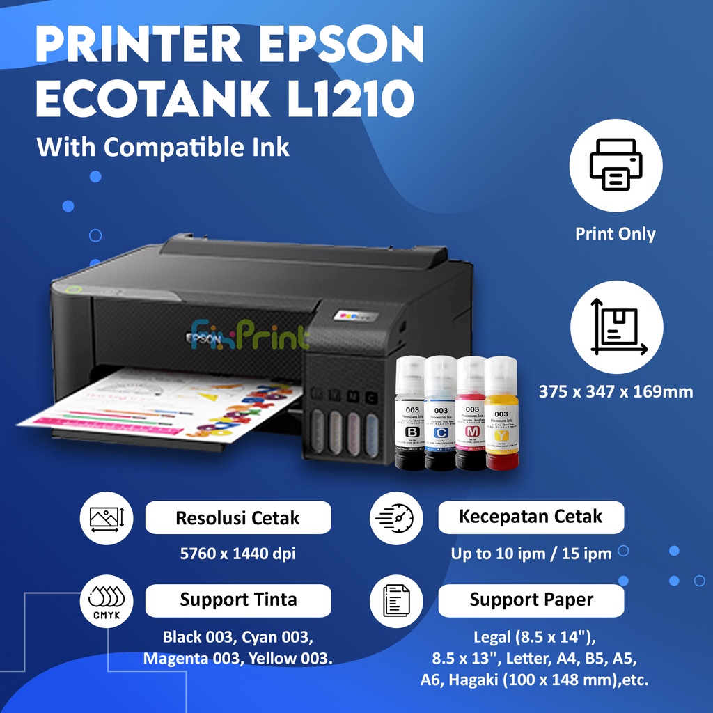 Jual Printer Epson Ecotank L1210 L1216 L1250 L1256 Print A4 Lpengganti L1110 With Tinta 0821