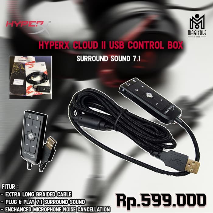 Jual HyperX Cloud II USB Sound card / Soundcard 7.1 Virtual Suround