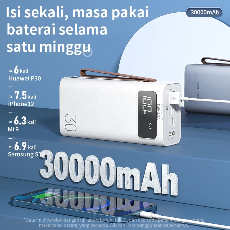 KIVEE Powerbank portabel 30000 mah Fast Charging with Kabel 3 in 1