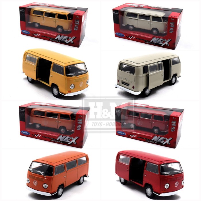 Modellino Auto Welly 1/24 - VW Bus T2 Vigile Del Fuoco, Collezione In Metallo, 1972, Scala 1:24, Welly 22472GF