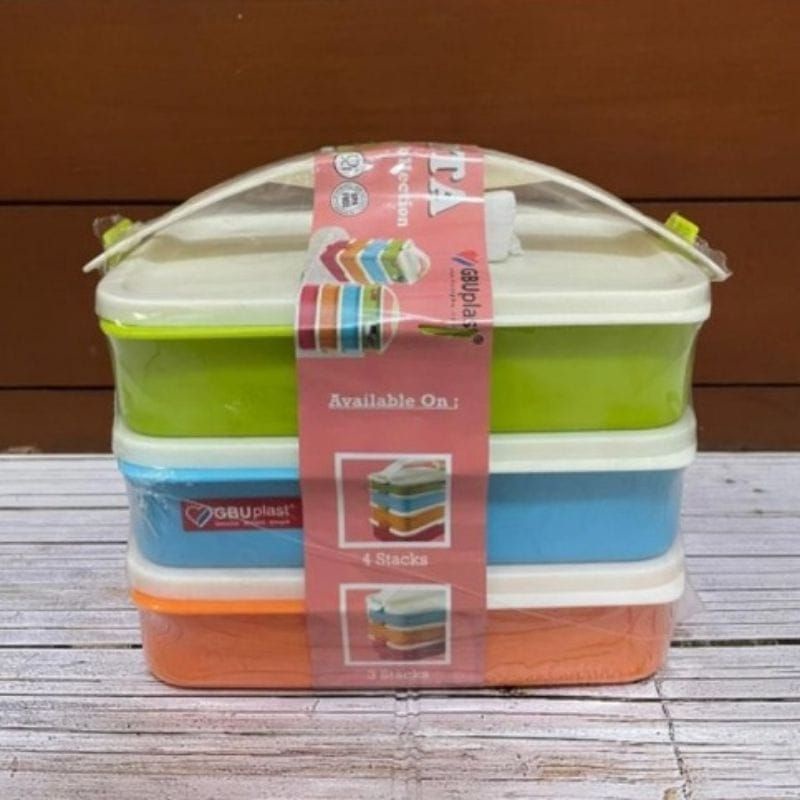 Jual GBU Plast Rantang Fiesta Plastik Susun 3 Dan Susun 4 Food Carrier ...