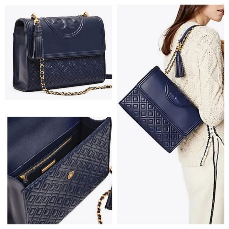 7157 TORY BURCH Medium Fleming Convertible Bag ROYAL NAVY