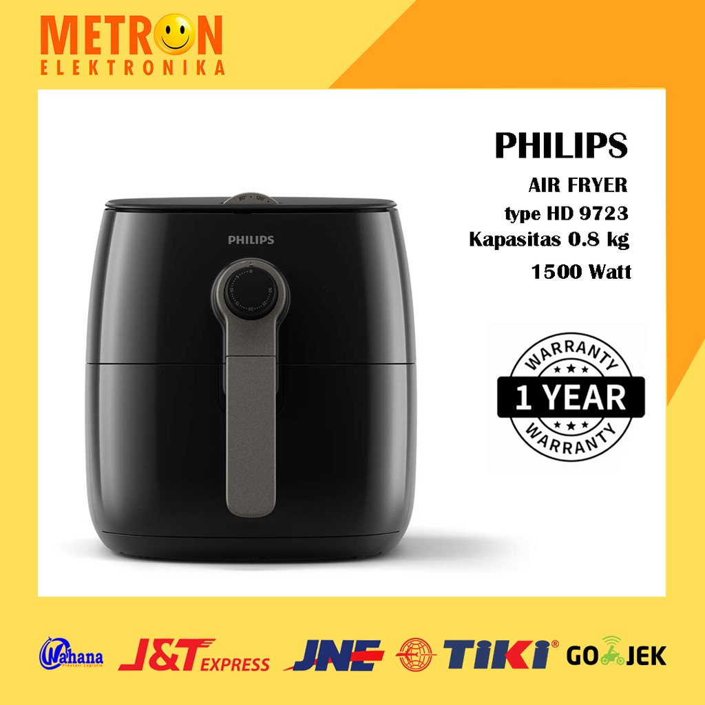 Jual PHILIPS HD 9723 / 10 / HITAM / NEW AIR FRYER 1500 WATT / HD9723