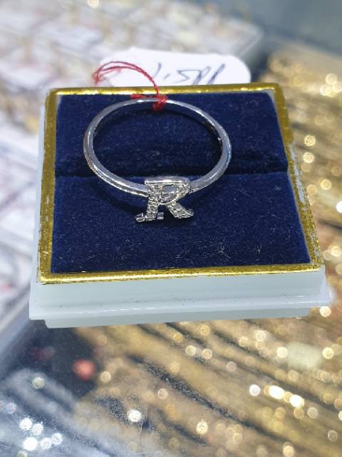 Jual Cincin emas putih kadar 750 inisial R | Shopee Indonesia