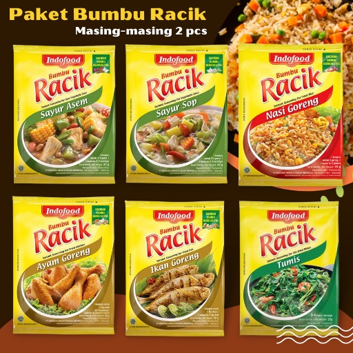 Jual Paket Bumbu Racik Indofood, 12 pcs dengan 6 varian Rasa | Shopee ...