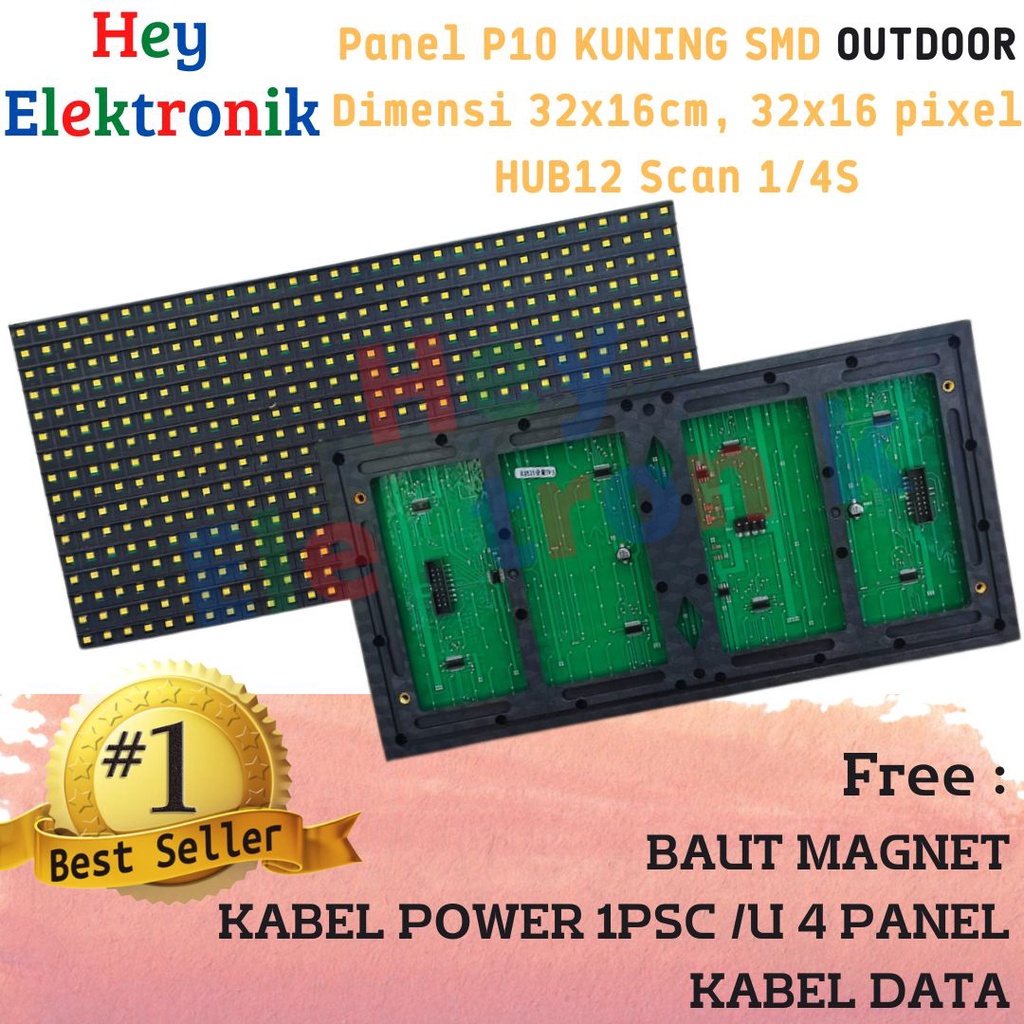 Jual Panel module model Led P10 Kuning Yellow SMD outdoor Running Text ...