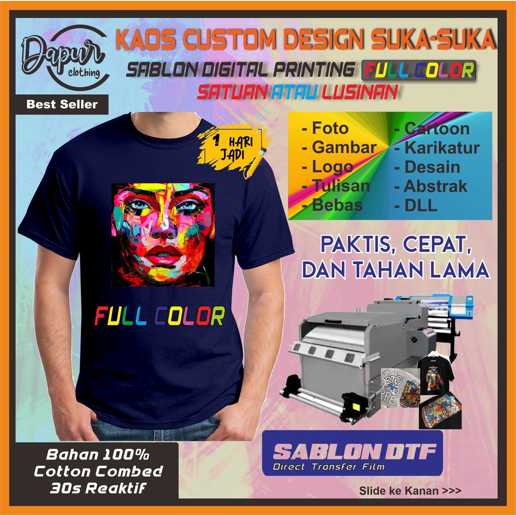 Jual Kaos Custom Sablon Satuan Lusinan Design Bebas Bisa Foto Gambar