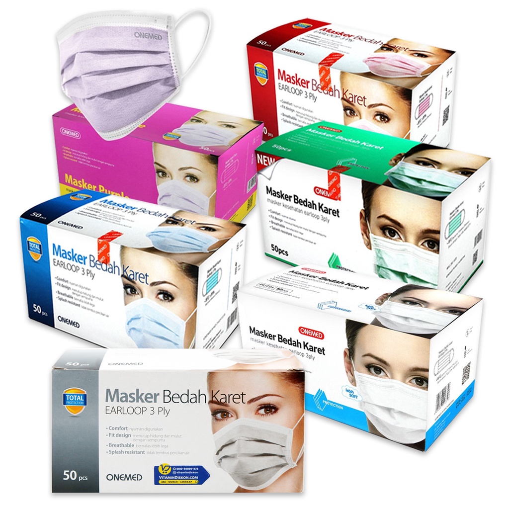 Jual OneMed Masker Medis Earloop Per Box Isi 50 Pcs | Shopee Indonesia