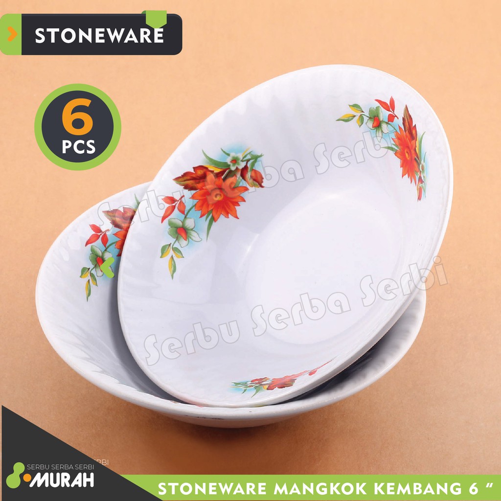 Jual Serbu Murah Set 6 Pcs Mangkok Keramik Lucky Bunga 6 Mangkok Cantik Mangkuk Kaca 0580
