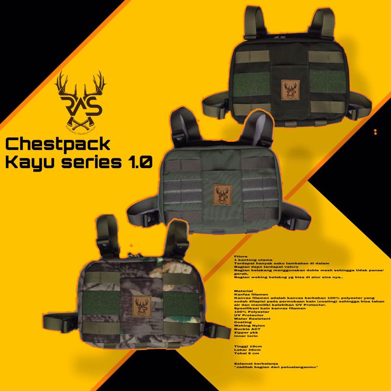 Jual TERLARIS Chestpack Ras Outdoor kayu series 1.0/ Tas dada Outdoor ...