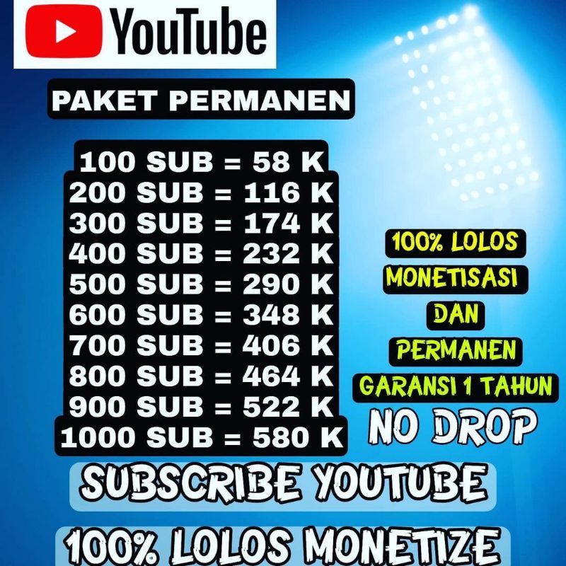 Jual Subscribe Youtube Permanen Aman Monetisasi | Shopee Indonesia