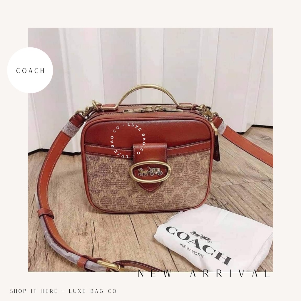 Jual Coach Riley Lunchbox Bag in Signature Tan Rust 100 ORIGINAL