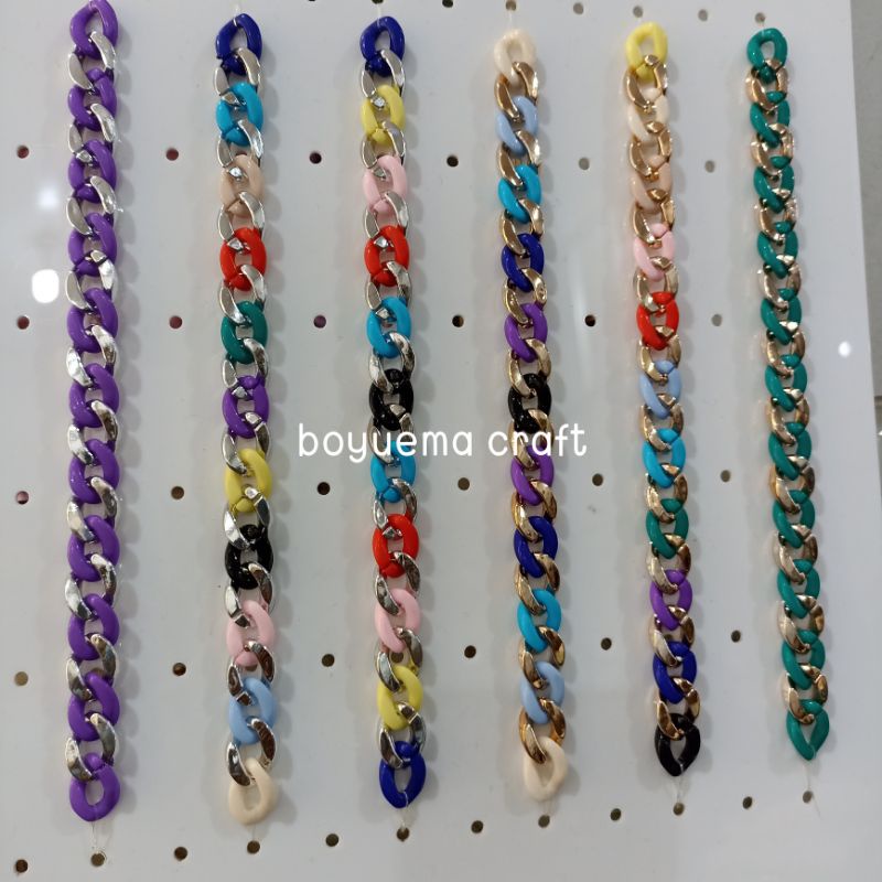 Jual mote rantai oval lengkung metalik / mote ring rantai / mote rantai ...