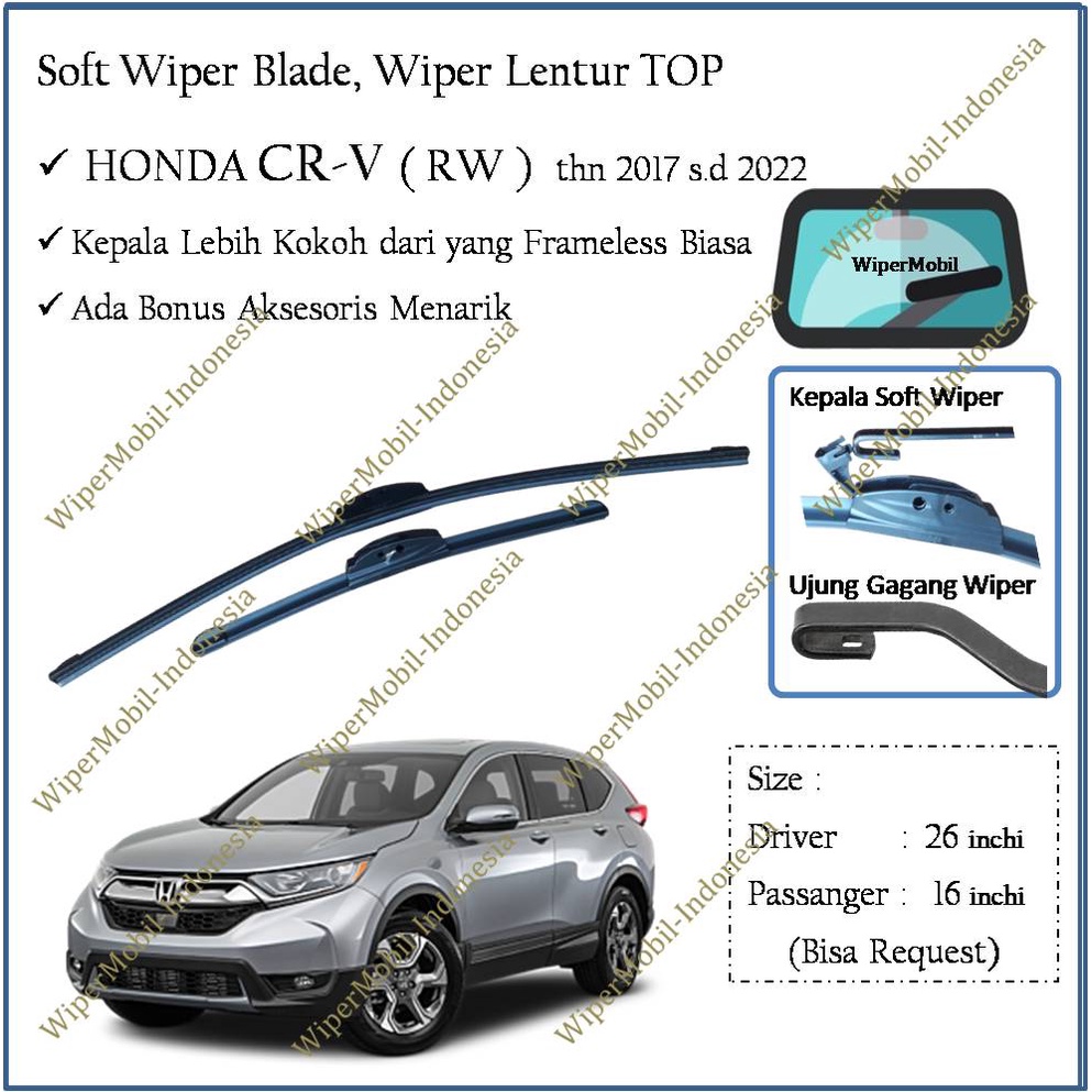 Jual Soft Wiper Blade Honda CRV CRV CR V RW 2017 2018 2019 2020 2021