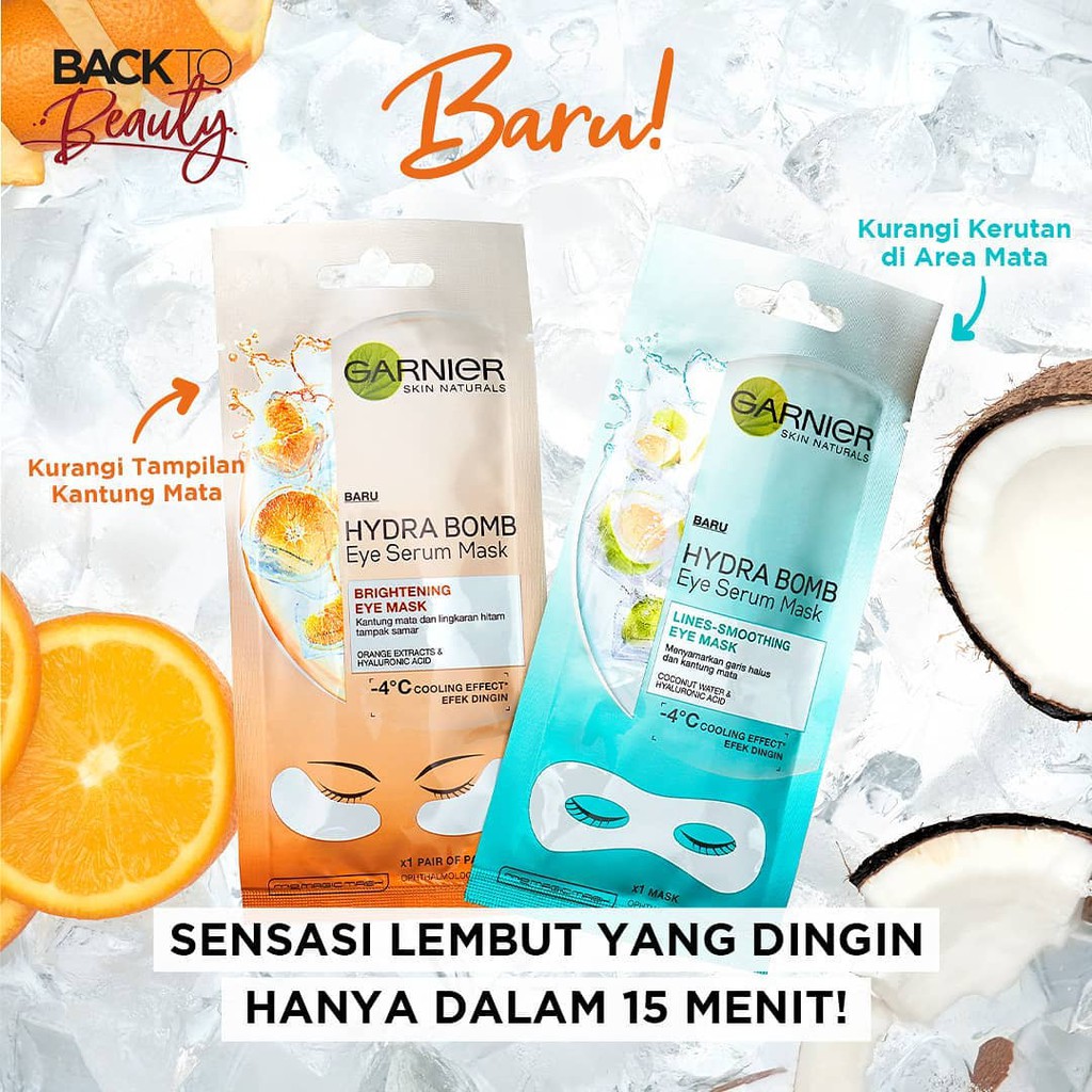 Jual Garnier Eye Serum Mask Orange / Coconut / Masker Mata Garnier