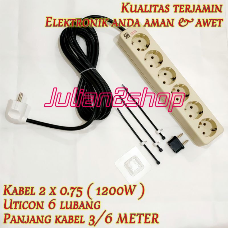 Jual Colokan listrik UTICON rakitan /stok kontak 1,2,3,4,5,6 LUBANG ...
