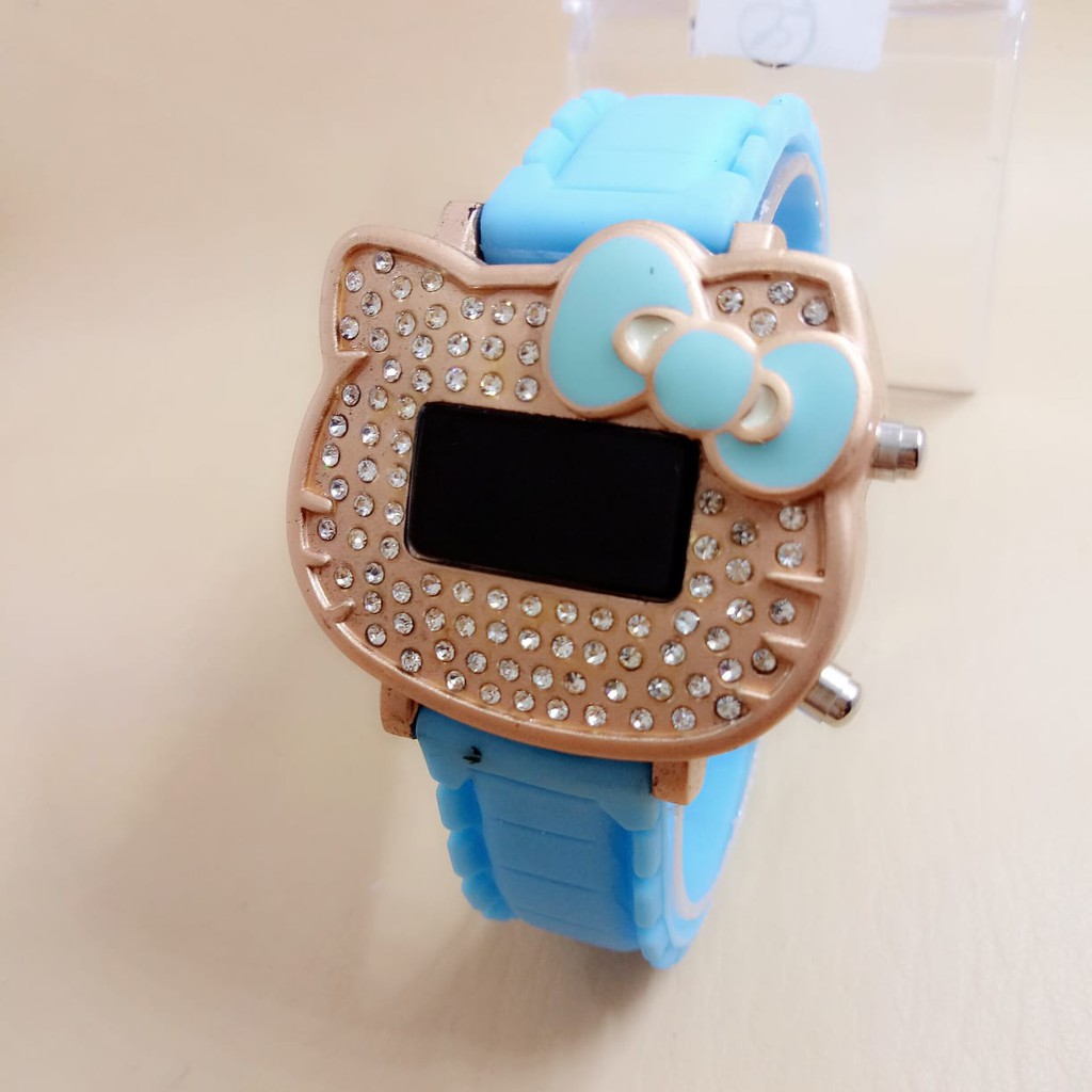 Jual JAM TANGAN ANAK FASHION HELLO KITTY LED RUBBER MATA | Shopee Indonesia