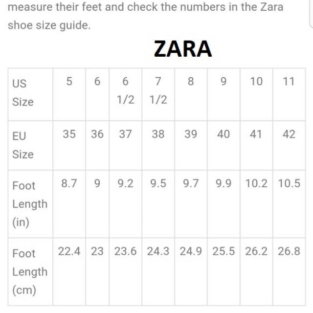 Jual SIZE Chart Ck & Zara & Pedro Shopee Indonesia