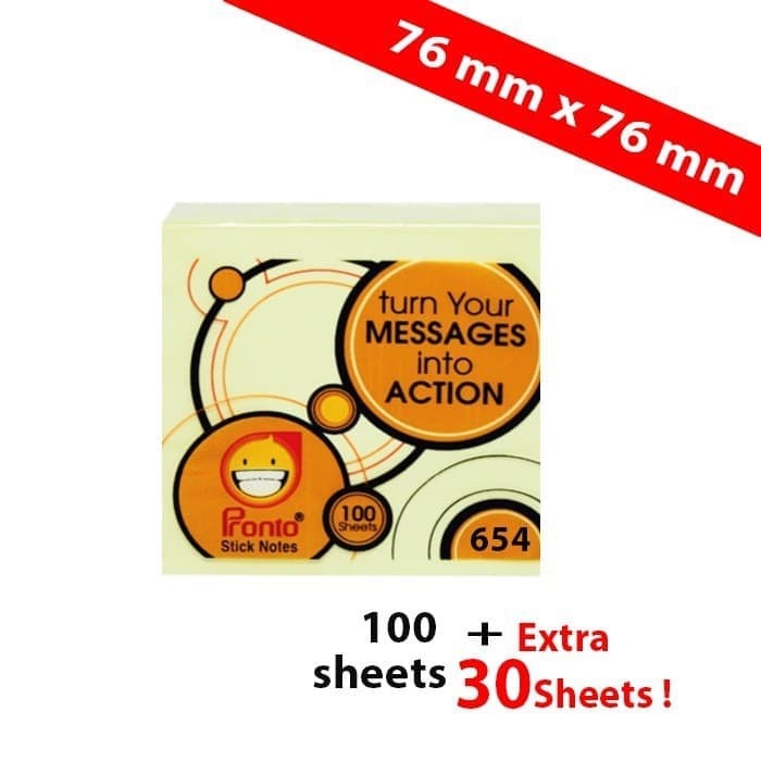 Jual Sticknotes 654 extra + 30 sheets Standard Yellow (76 X 76 mm ...