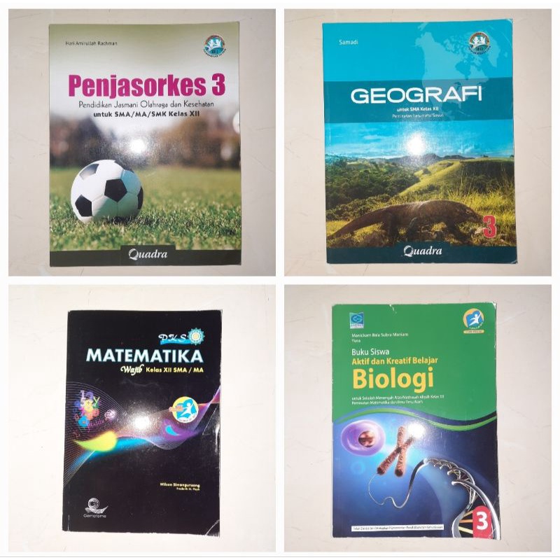 Jual Buku Bekas SMA Kelas 12 XII Penjasorkes 3 Quadra, Geografi Quadra ...