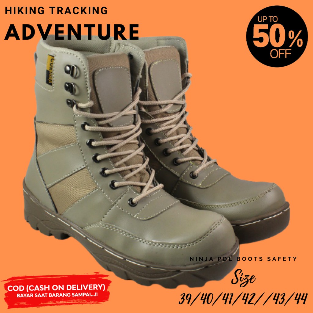 Jual Sepatu Pria DLT Ninja PDL Cream Boots Tinggi Safety Ujung Besi ...
