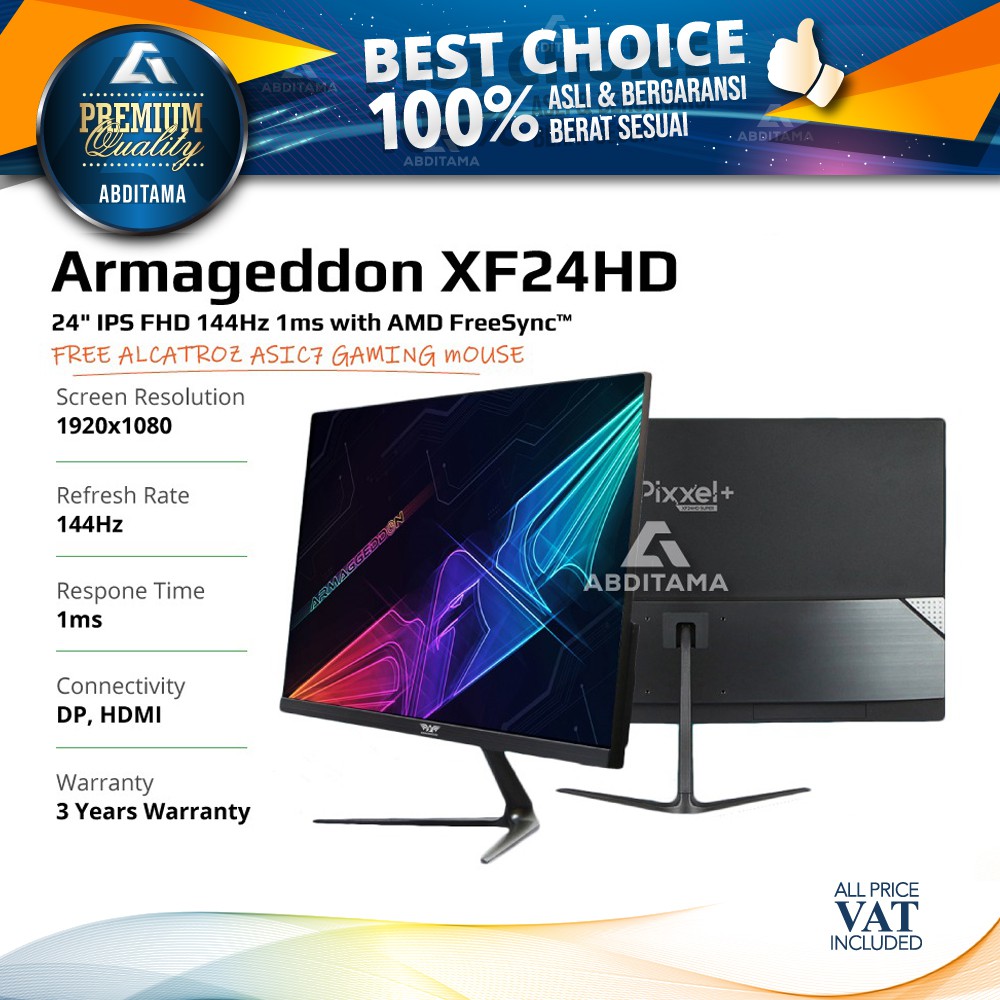 Jual Monitor LED Armageddon XF24HD SUPER 24" IPS 1080 144hz 1ms HDMI DP
