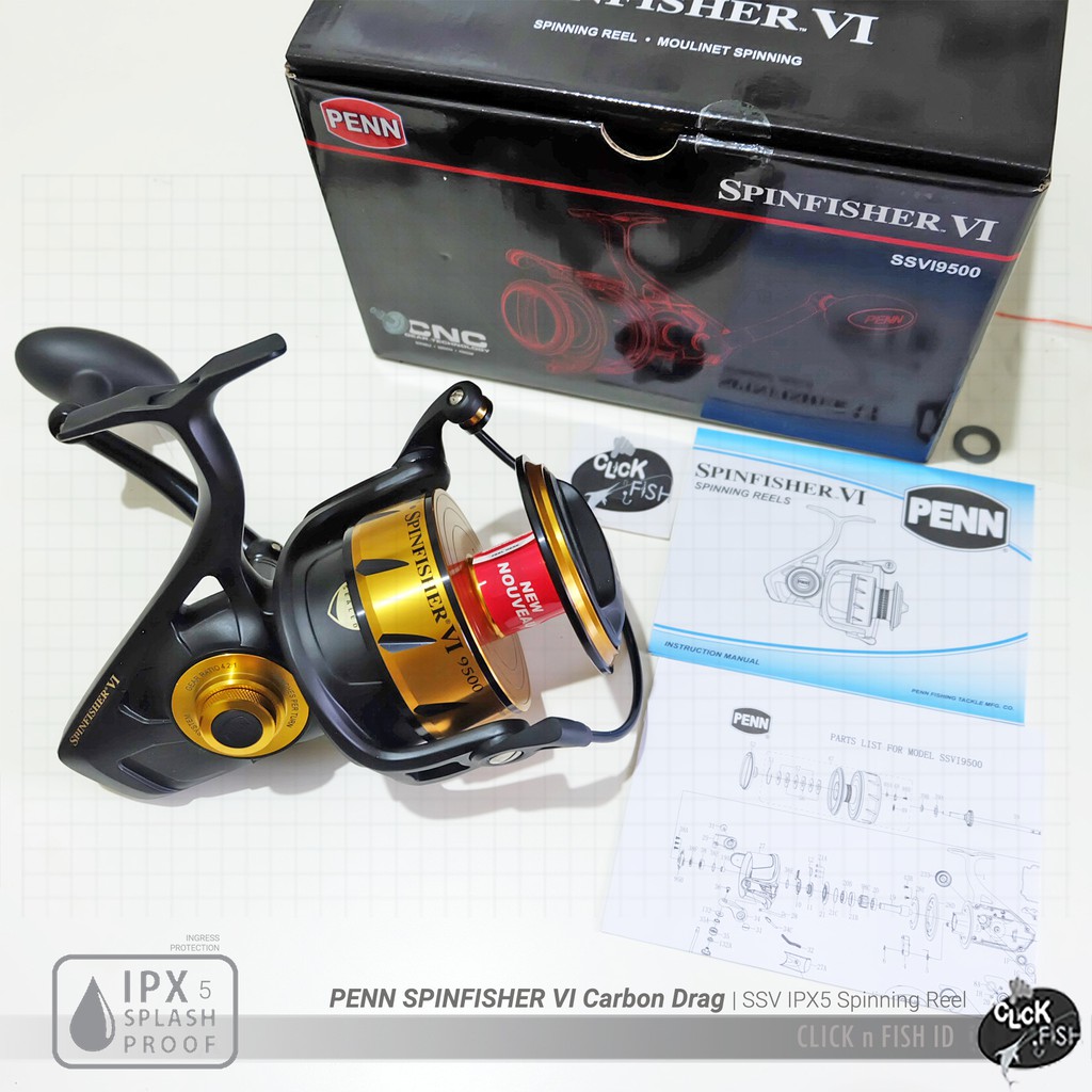 Jual PENN SPINFISHER VI 9500 Carbon Drag | SSV IPX5 4.2:1 Spinning Reel |  Shopee Indonesia