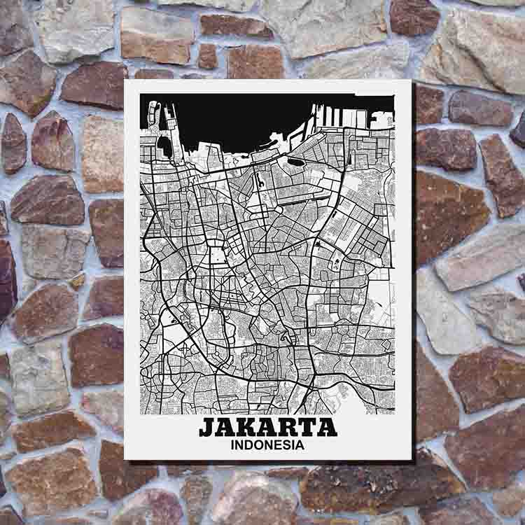 Jual Peta Map Kota Jakarta Poster - Hiasan Dinding - Bisa Custom Kotamu ...