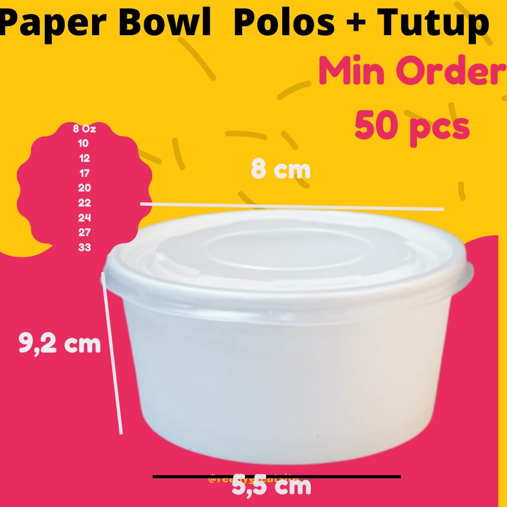 Jual Mangkok Mangkuk Wadah Tempat Paper Papper Cup Rice Bowl Plus Tutup ...