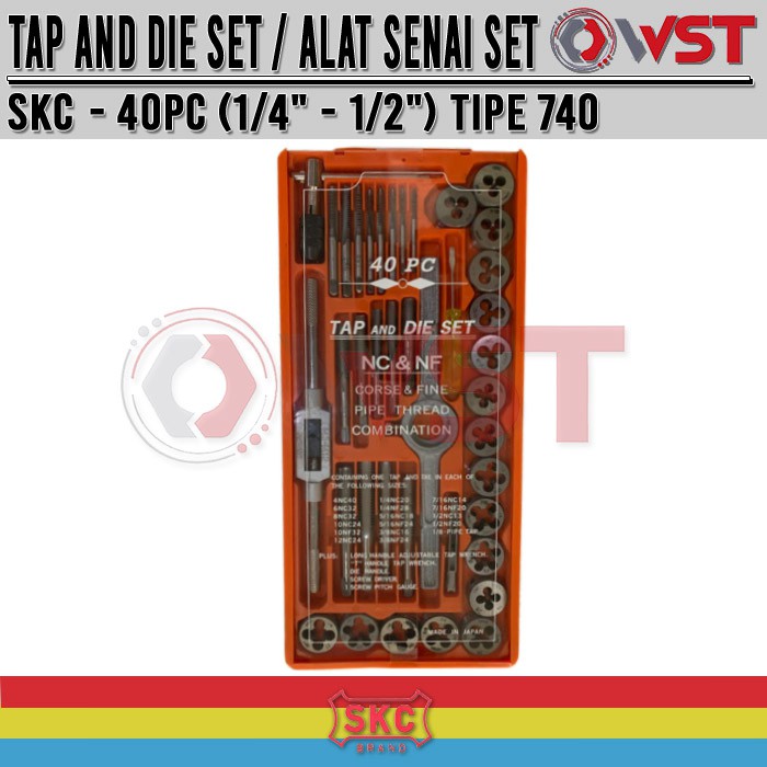 Jual SKC Tap And Die Set / SKC 740 / Alat Senai Set 1/4"-1/2" / Inch ...