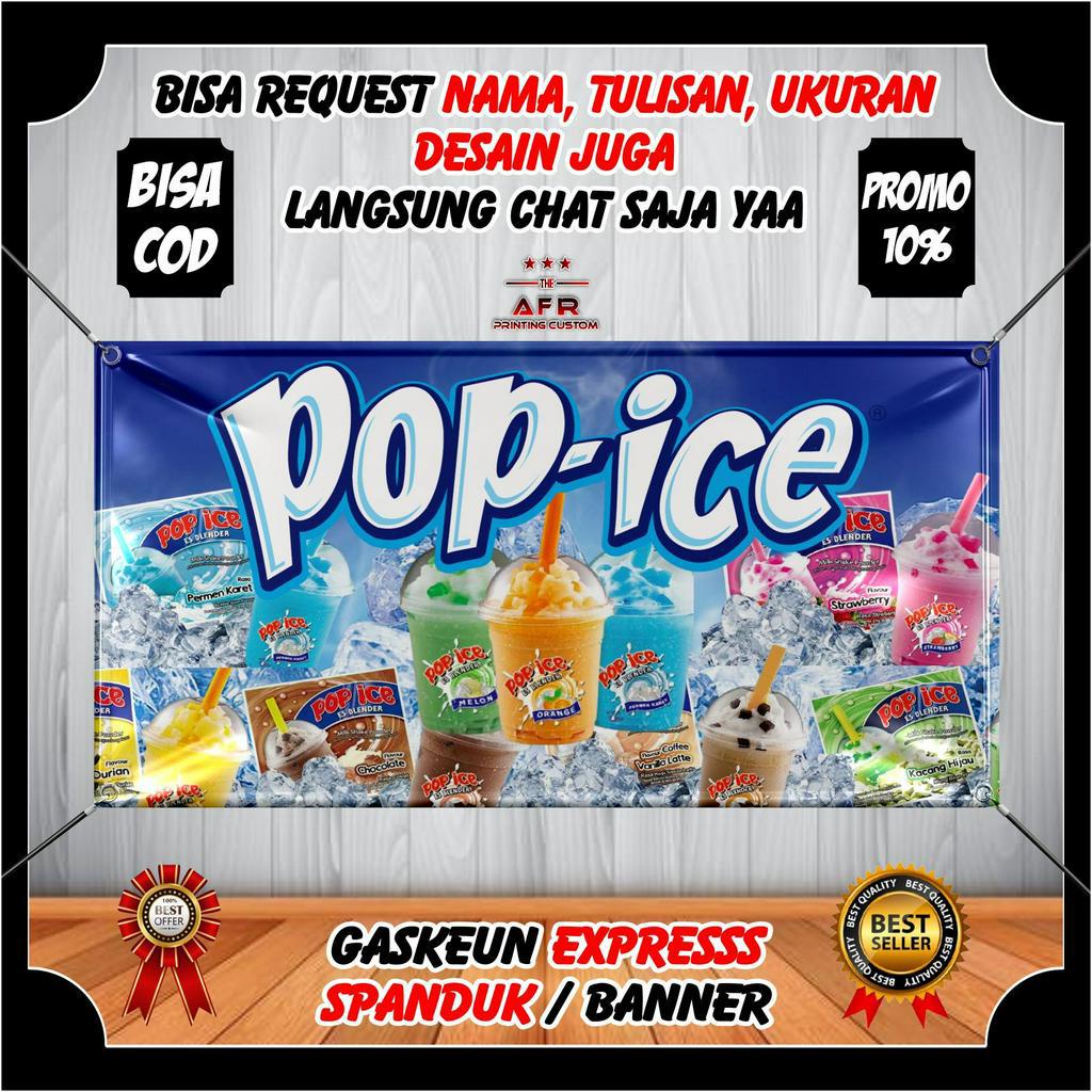 Jual TERLARIS - Spanduk Banner Backdrop Jualan Minuman Pop Ice Benner