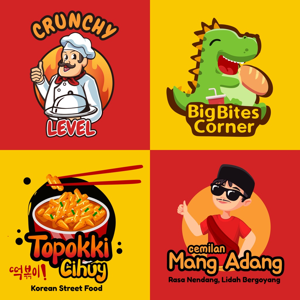 Desain Logo Karakter Illustrasi Profesional Custom untuk UMKM Kuliner Perusahaan