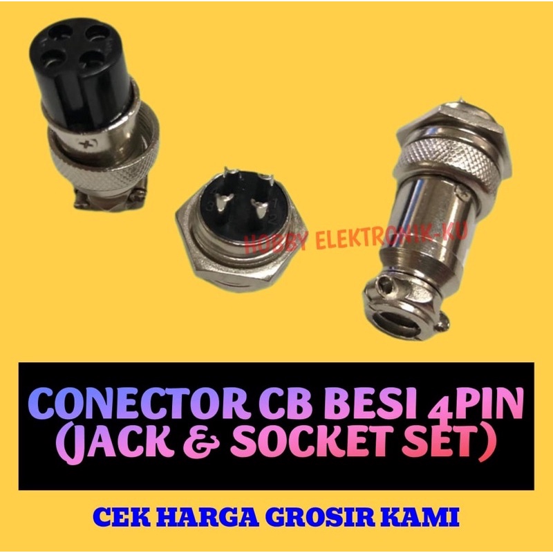 Jual CONECTOR CB 4PIN BESI JACK + SOCKET SET | Shopee Indonesia