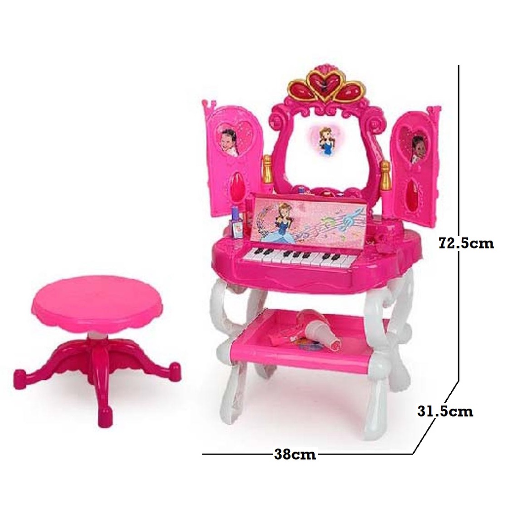 Jual MAGIC PIANO DRESSER MAINAN MEJA RIAS 2 IN 1 BARBIE PINK MAKE
