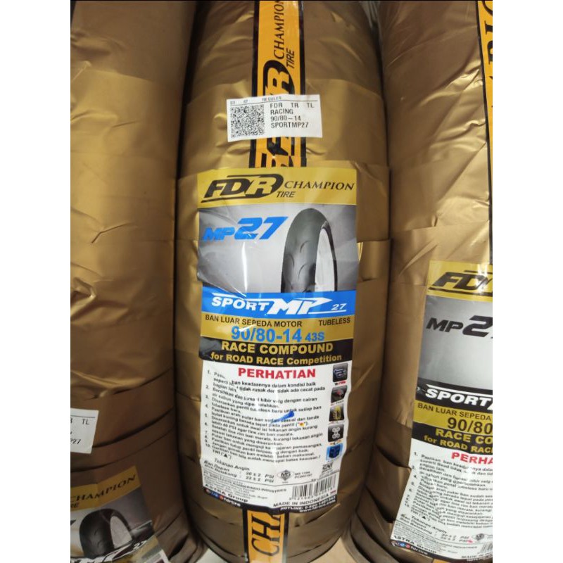 Jual FDR Race Soft Compound Sport Mp 27 uk 90/80-14, 100/80-14 - Ban ...