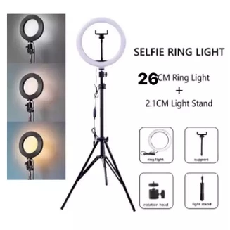 Ring Light 26cm 33cm Tripod Panjang 2.1meter Holder Hp Paket Komplit Untuk Tiktok Video Acc Plus
