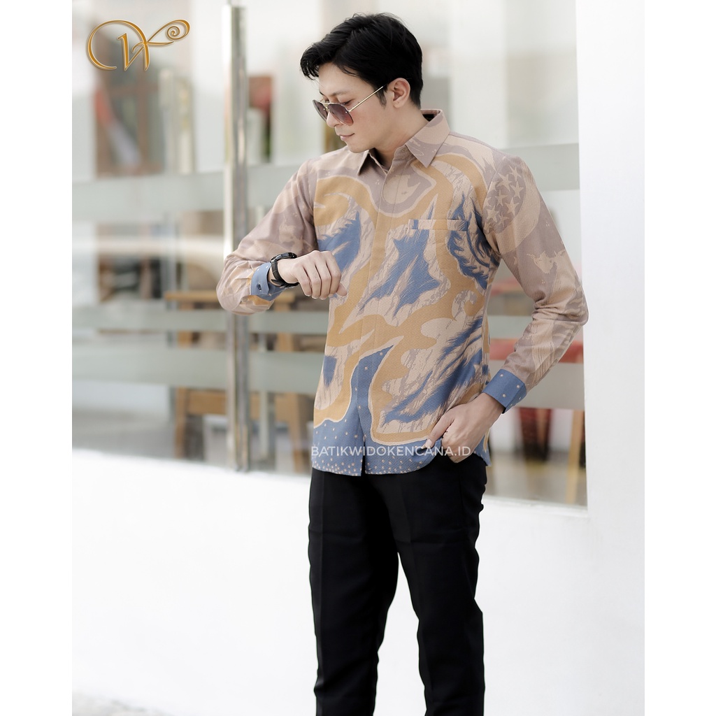 Jual Kemeja Batik Kantor Motif Abstrak Daun Pisang - Batik Handprint ...