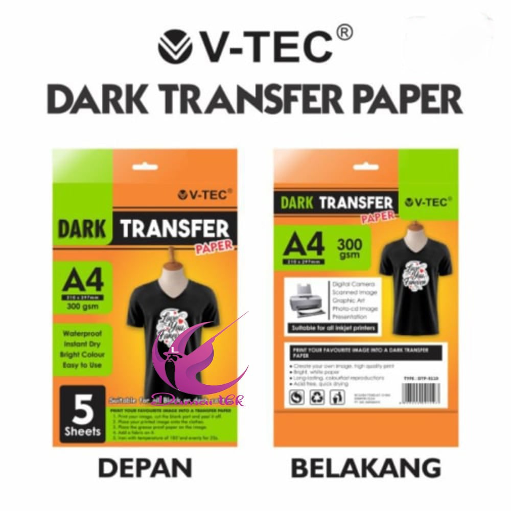 Jual V-Tec Dark Transfer / Light Transfer Paper A4 300gsm | Shopee ...