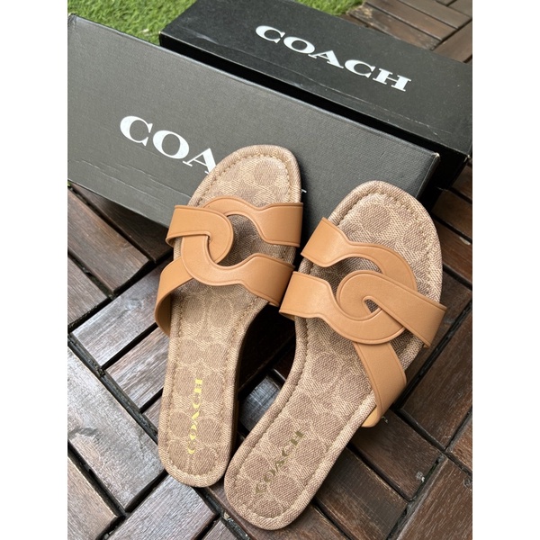 Jual Coach Essie Leather Sandal Natural Shopee Indonesia